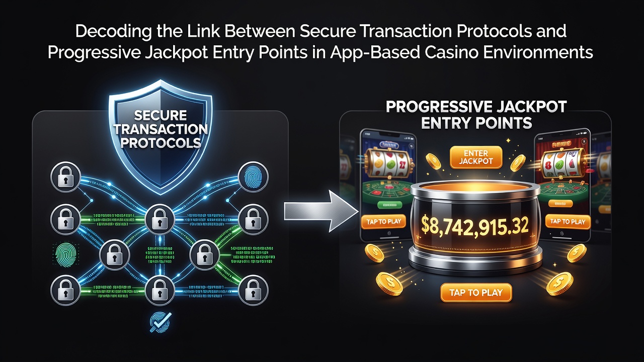Secure transaction protocols interface displayed on a mobile casino app screen showing encrypted payment flows and jackpot entry verification steps