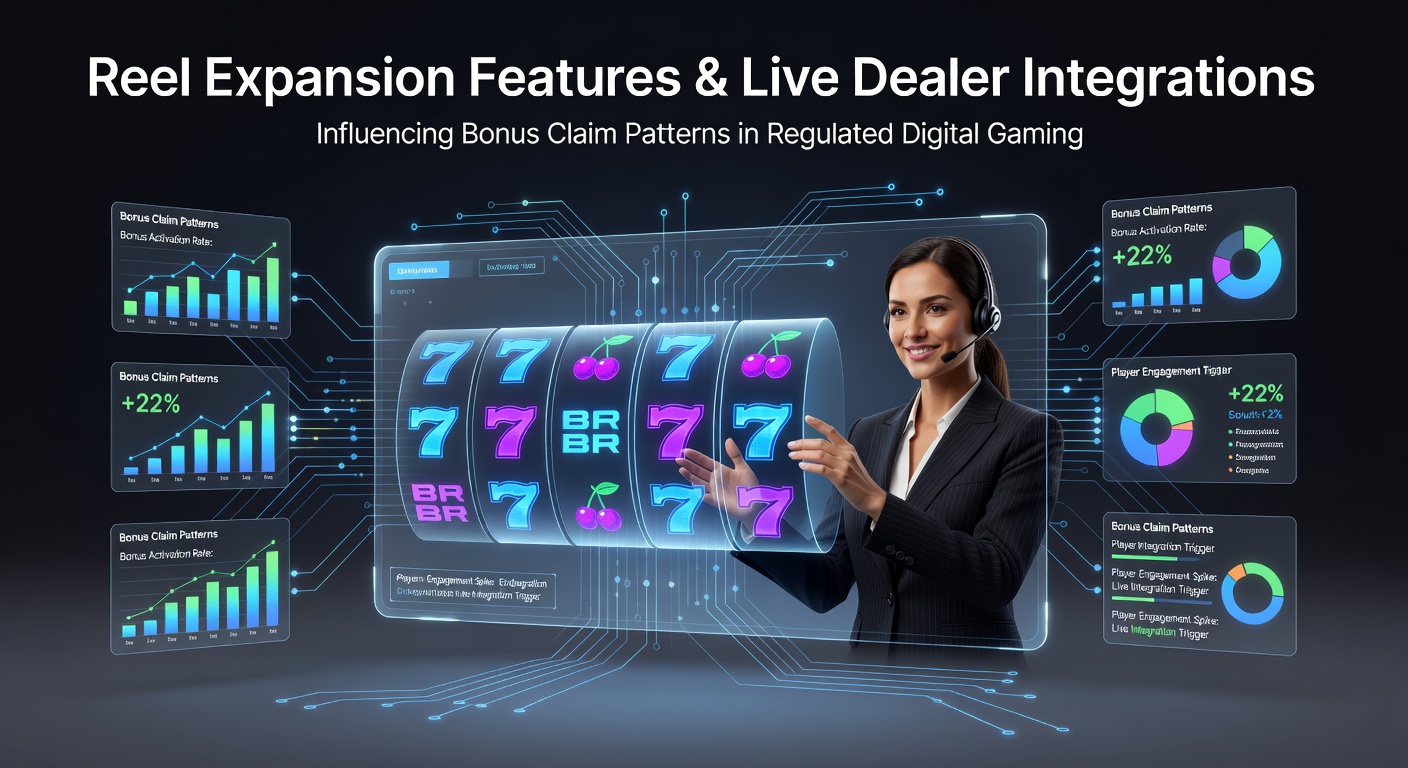 Illustration showing expanding reels in digital slots alongside live dealer interfaces in a regulated gaming platform