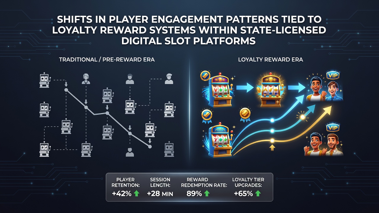 Digital slot platform interface showing loyalty tier progress and reward notifications